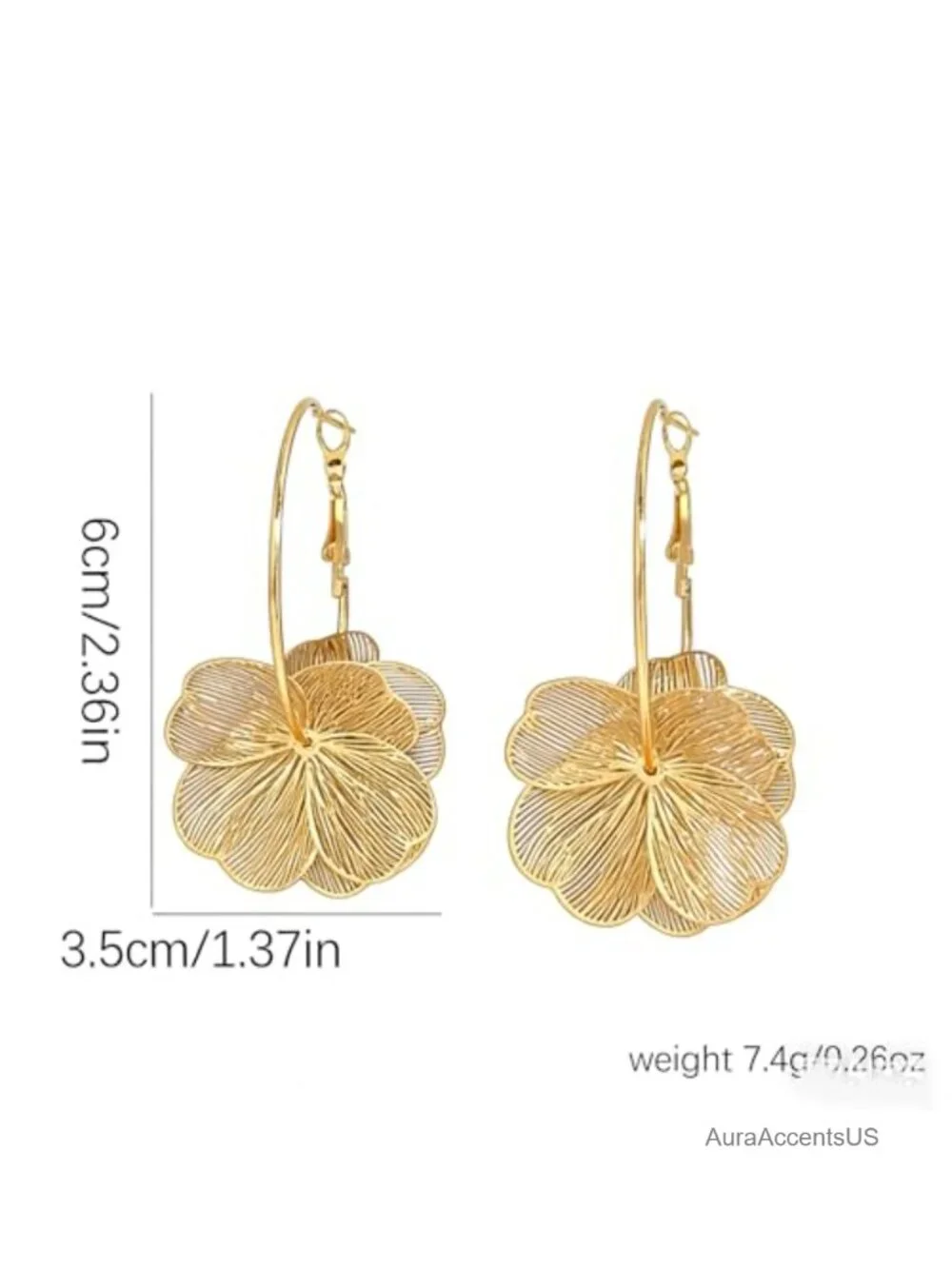 Gold-Tone Filigree Floral Dangle Earrings Long Drop Vintage Statement